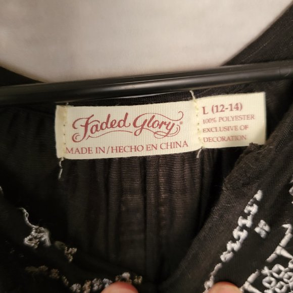 Black Boho Blouse Faded Glory New! Size Large - Picture 3 of 4